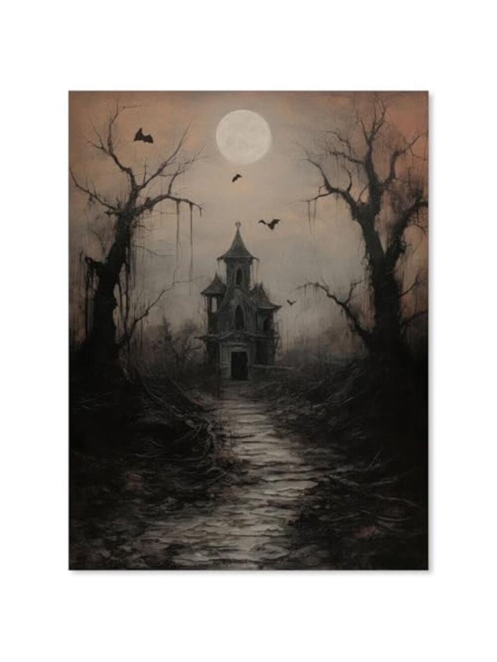 WBSTGUE Dark Academia Wall Art Gothic Halloween Poster Vintage Haunted House